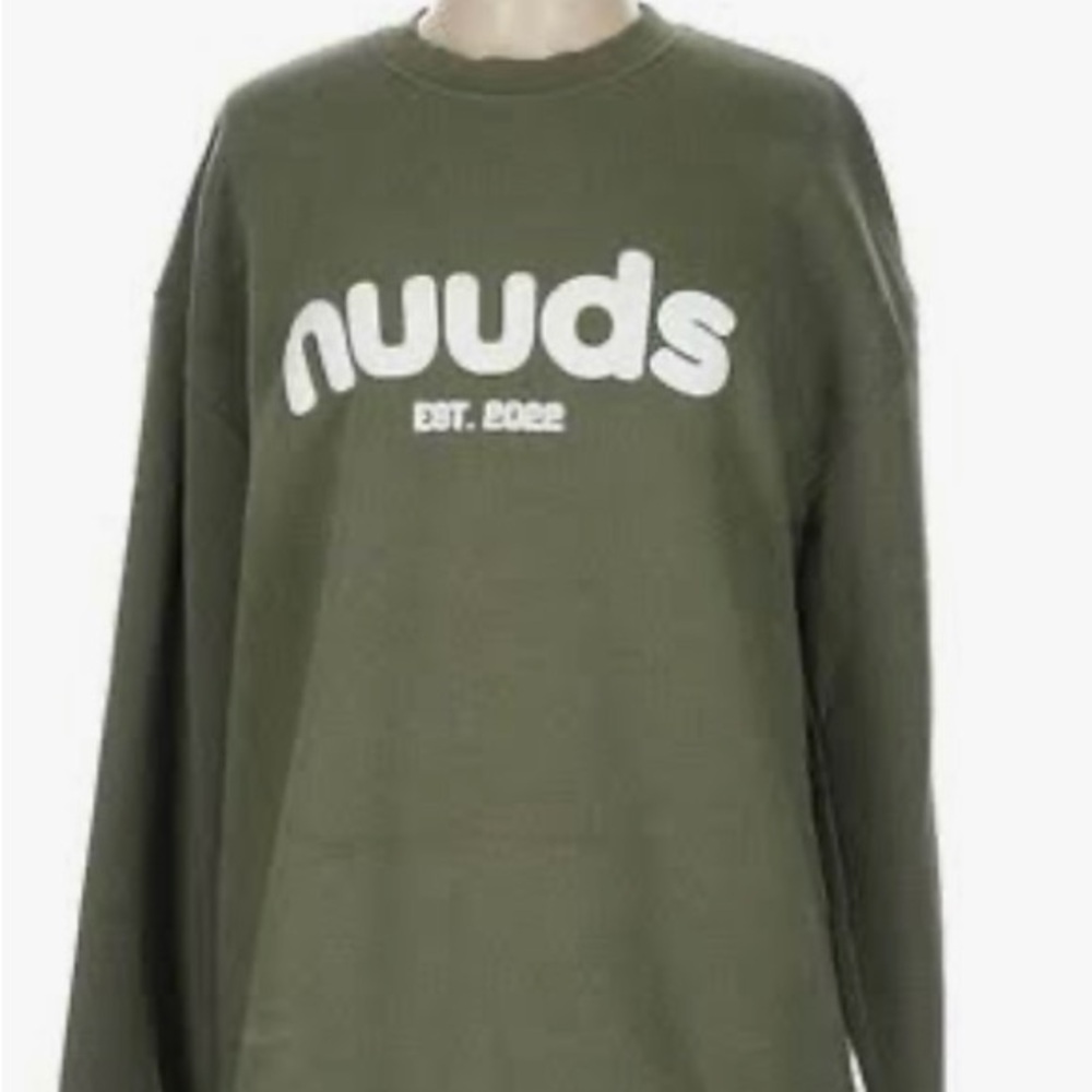 nuuds Olive Green Crewneck Sweatshirt with White Logo